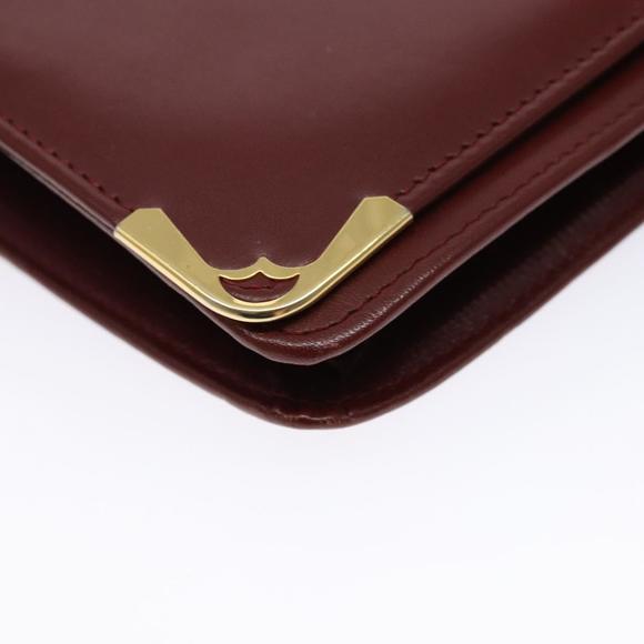 CARTIER Must Line Clutch Bag Leather Bordeaux Gold Auth gh624